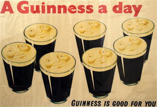 A Sanders Phillips & Co poster. A Guinness A Day, Guinness is Good For You, 29.25 x 39.75in.